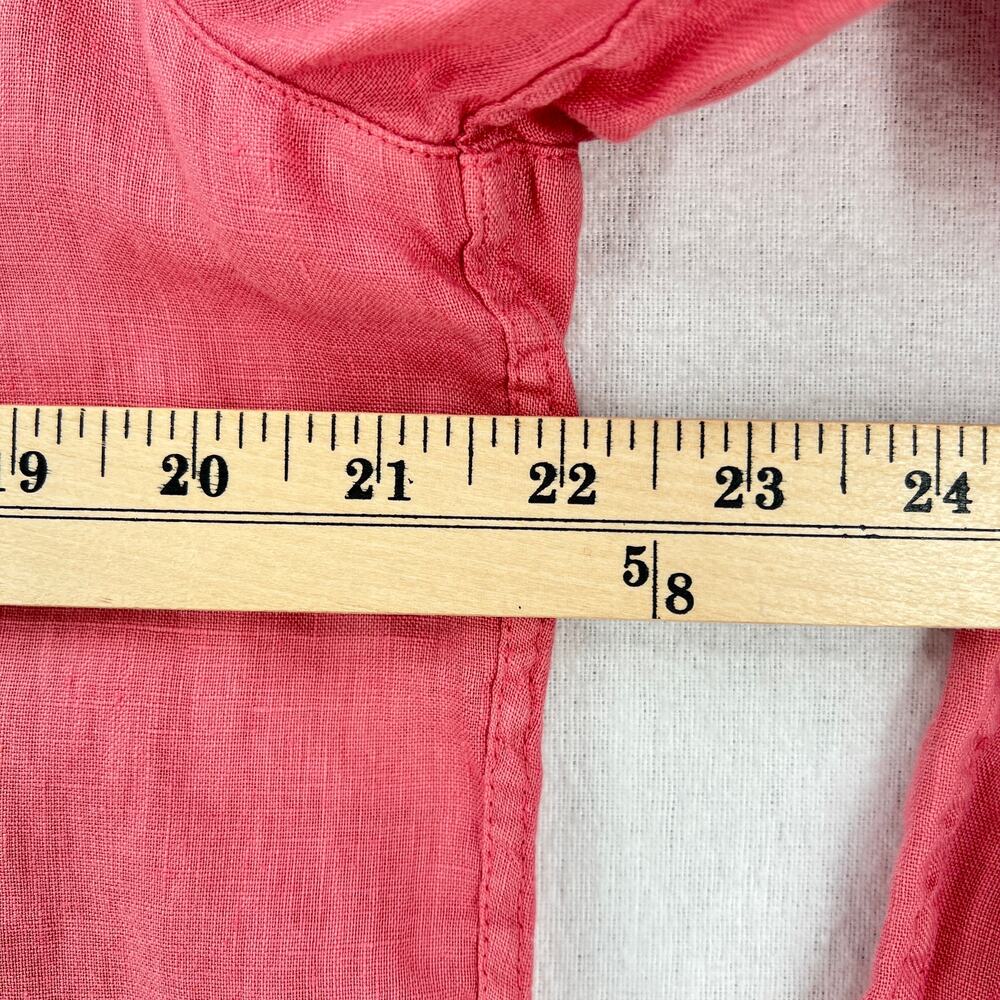 GRAYSON The Hero Button Up Shirt Womens Medium Coral Pink Linen Long Sleeve - Picture 11 of 12